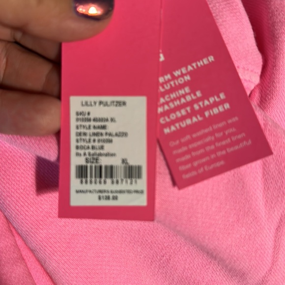 BNWT Lilly Pulitzer Linen Palazzo Pant - Boca Blue - Size XL - Picture 5 of 5